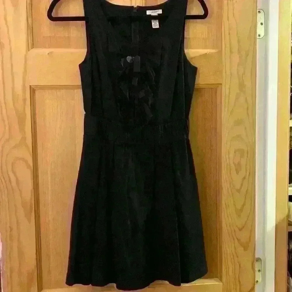 J crew Black Mini Dress with Ruffle, Sequin, & Gem Accent